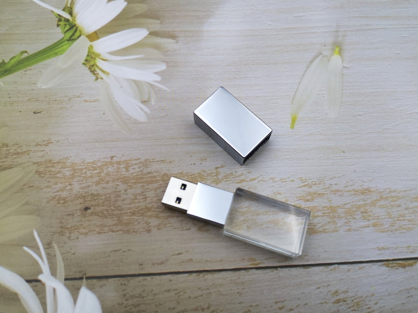 USB 3.0 Disk Silver Crystal Glass USB Flash Drive - ikimi2023