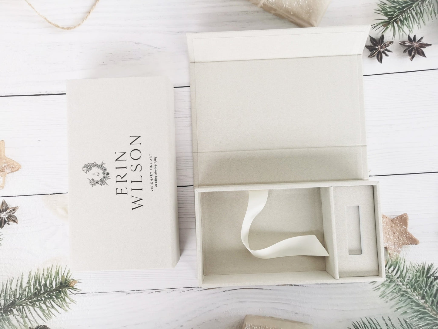 4*6 inch (10X15CM) Beige Photo USB Linen Box - ikimi2023
