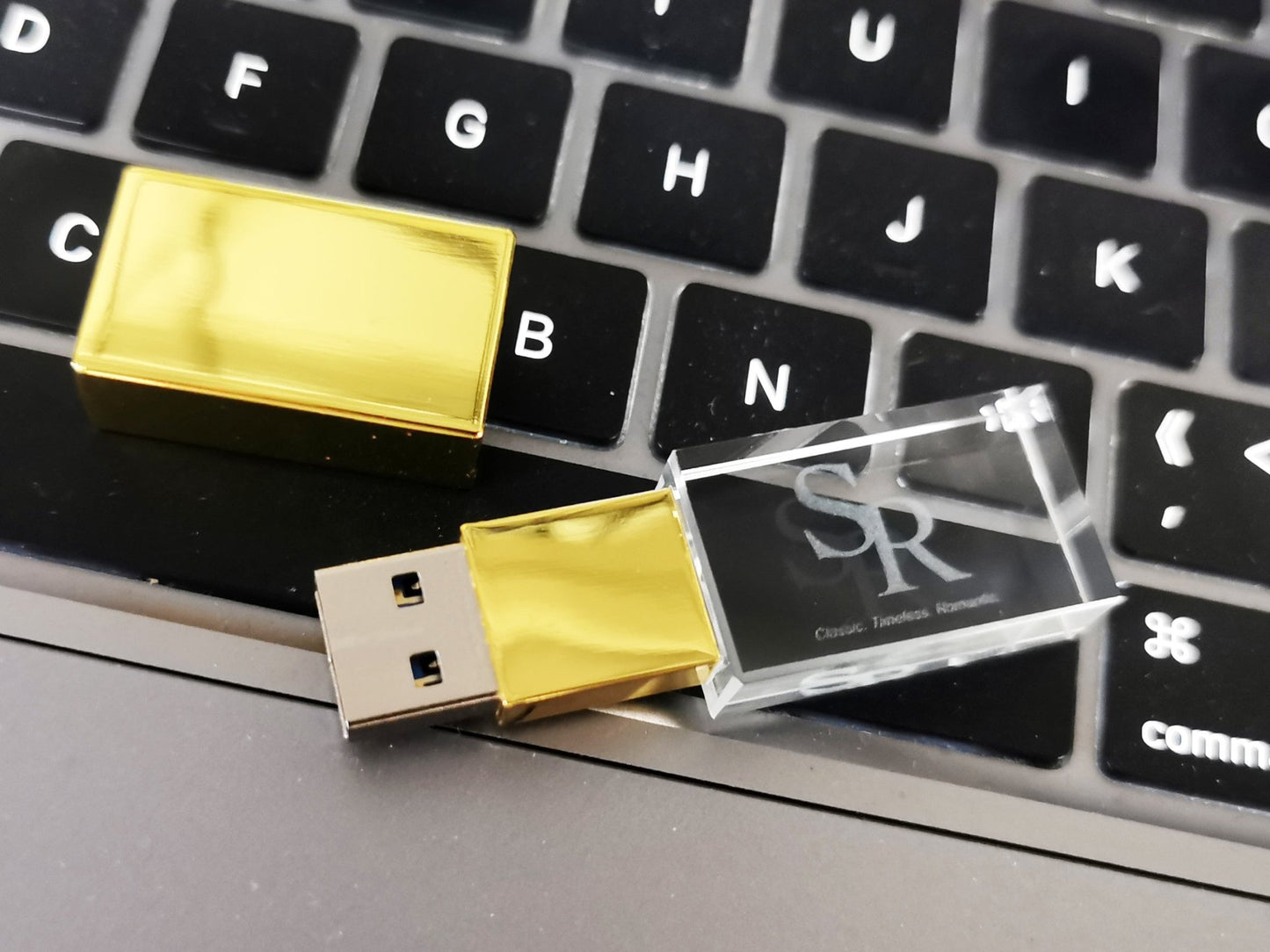 USB 3.0 Disk Gold Crystal Glass USB Flash Drive - ikimi2023