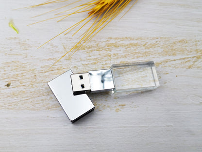 USB 3.0 Disk Silver Crystal Glass USB Flash Drive