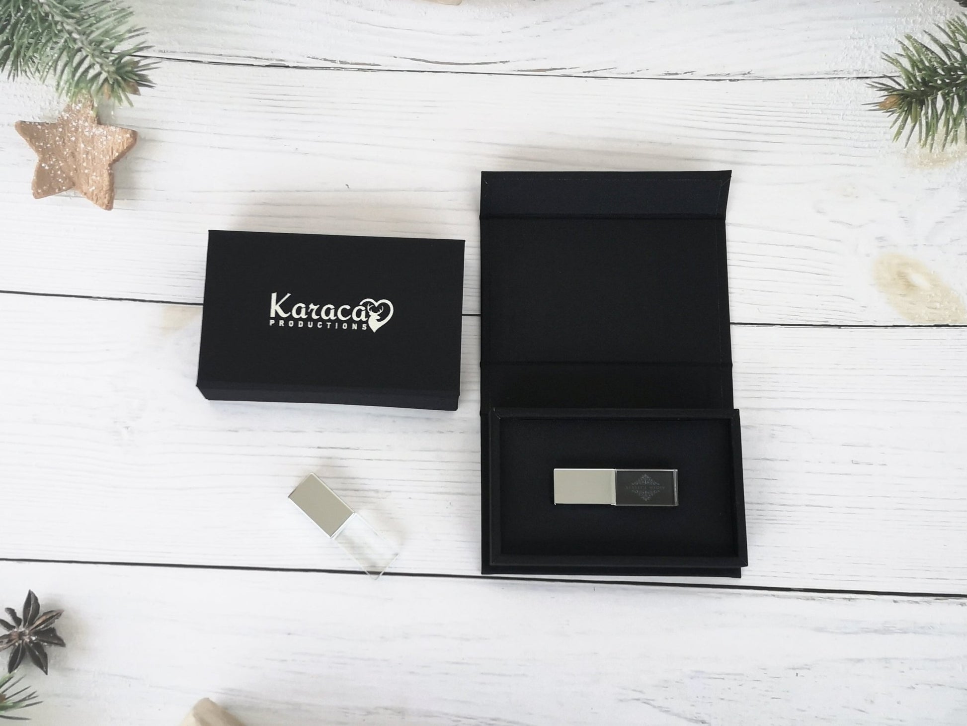 Black USB Linen Box | personalized wedding USB gift box - ikimi2023