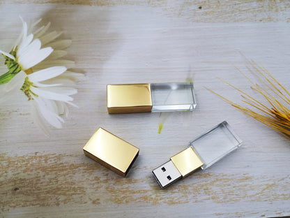 10PCS Gold Crystal USB Flash Drive FREE LOGO